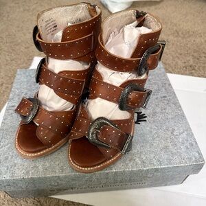 Freebird by Steven Brown Studded Multi-Buckle Leather Sandals